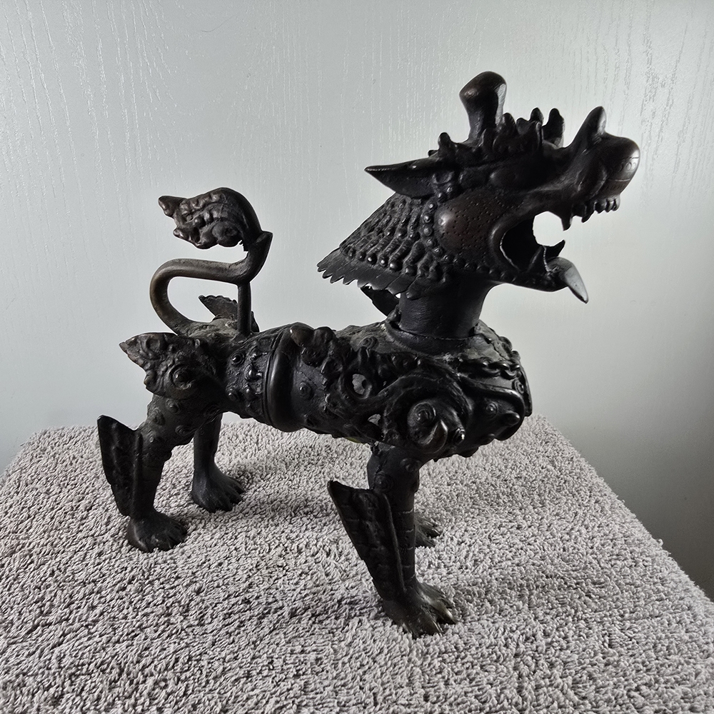 Antique Bronze Tibetan Temple Guardian Foo Dogs